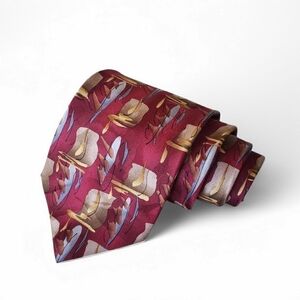 Vintage J. Garcia Silk Tie Abstract Print Red Multicolor Warthog Glasses…